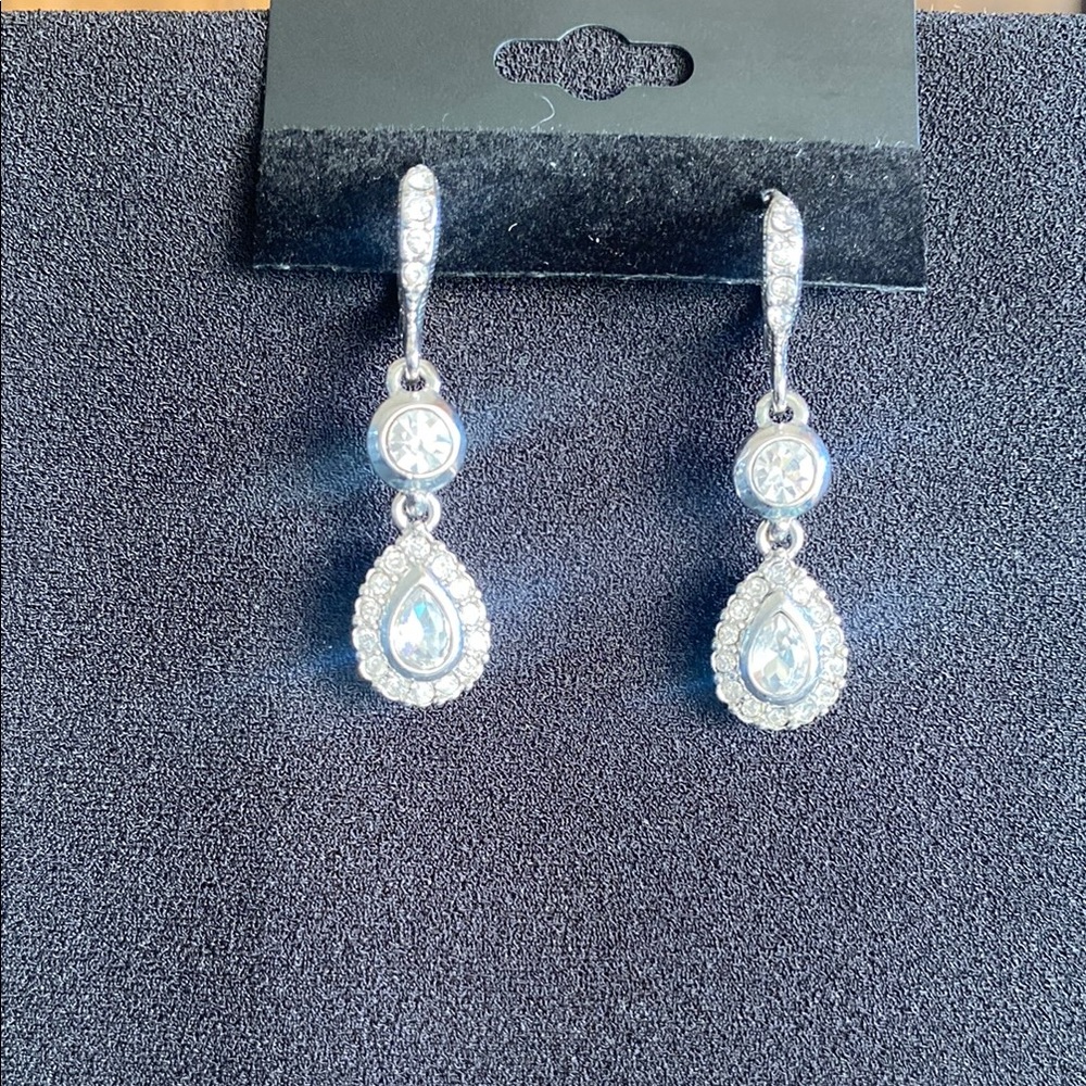 Givenchy Silver Dangle Earrings With Teardrop Des… - image 1